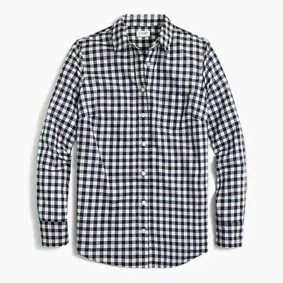 J. Crew  |  black & white gingham The Perfect Shirt sz. S - Picture 1 of 9